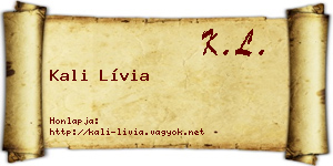 Kali Lívia névjegykártya